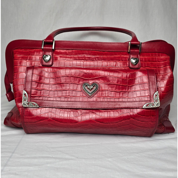 Unbranded Weekender Duffle Bag Red Croc Faux Leather Tote - Picture 1 of 14